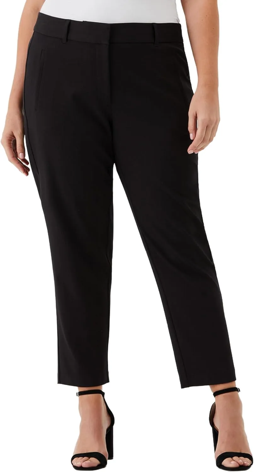 Rafaella Women's 28" Plus Size Stretch Ankle Pants with Slimming Waist Panel, Soft Gabardine Fabric, Straight Leg Classic Fit