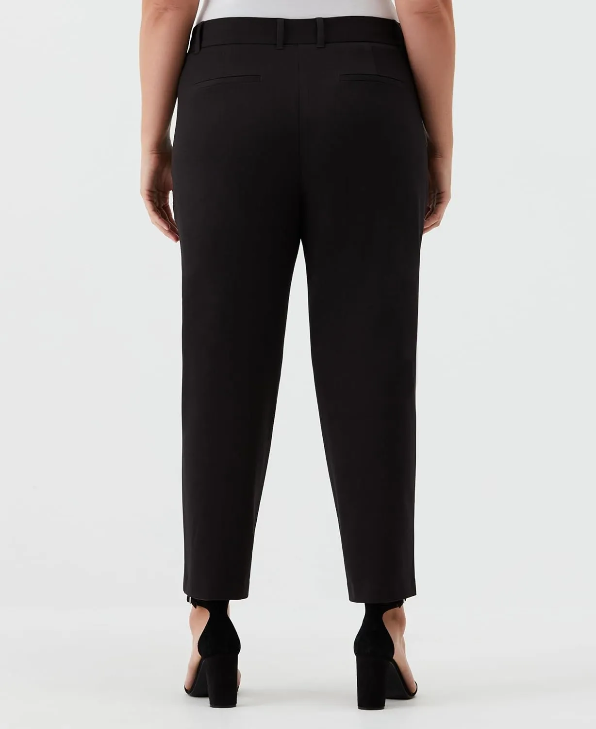 Rafaella Women's 28" Plus Size Stretch Ankle Pants with Slimming Waist Panel, Soft Gabardine Fabric, Straight Leg Classic Fit