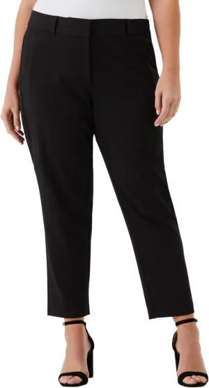 Rafaella Women's 28" Plus Size Stretch Ankle Pants with Slimming Waist Panel, Soft Gabardine Fabric, Straight Leg Classic Fit