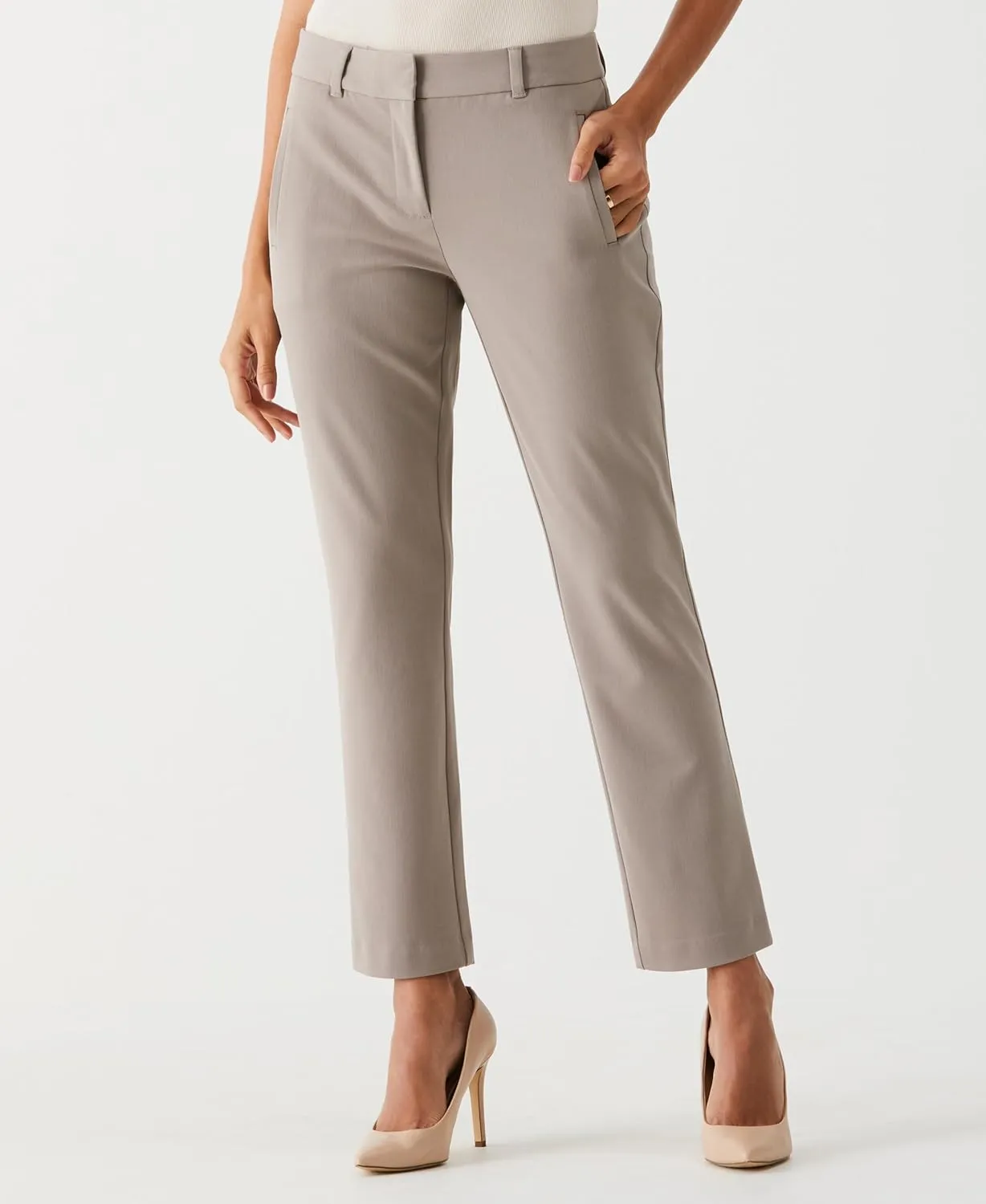 Rafaella Women's Petite Ankle Pants with Slimming Panel, Classic Fit, Gabardine Fabric