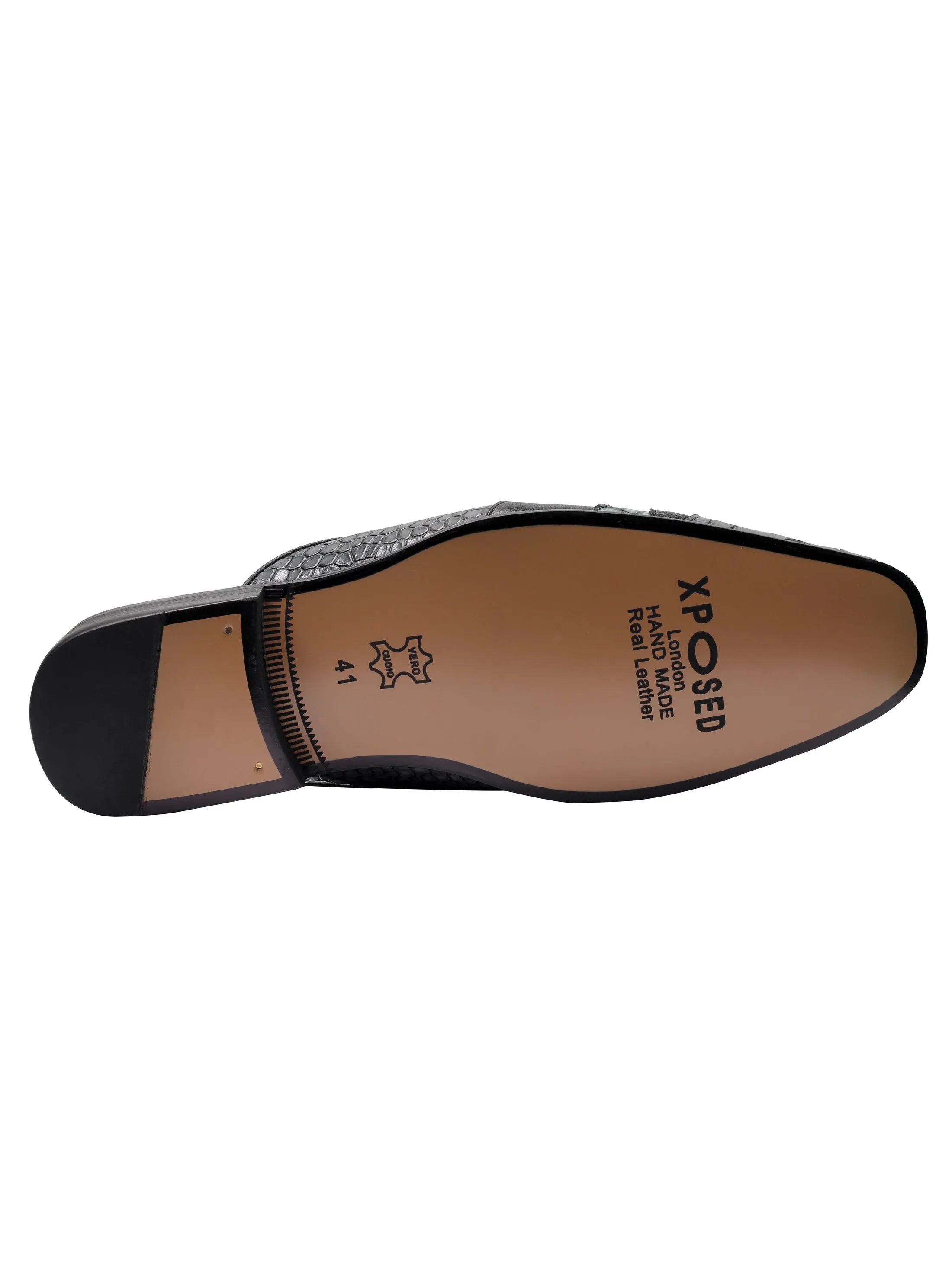 REAL LEATHER GREY PRINTED HALF SHOE