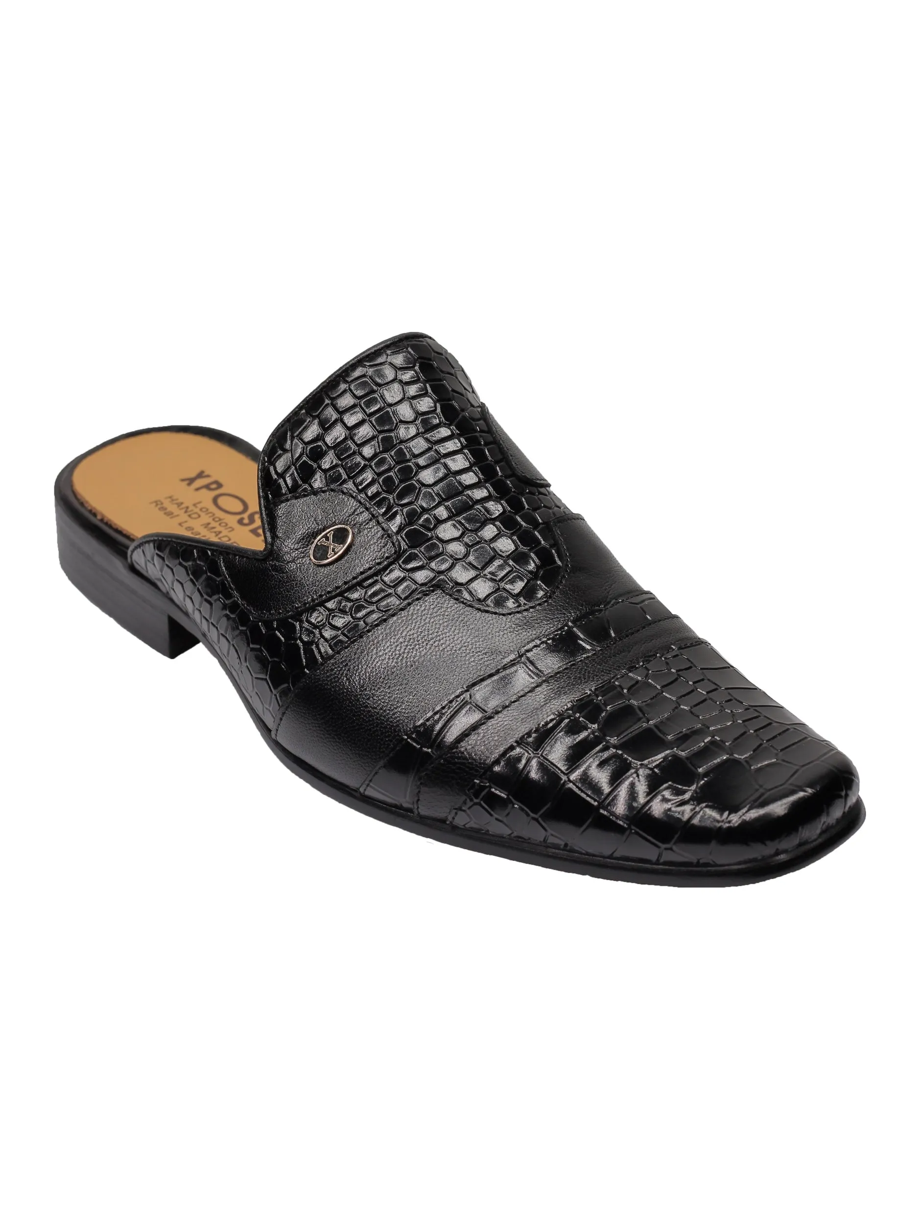 REAL LEATHER HALF SHOE IN BLACK