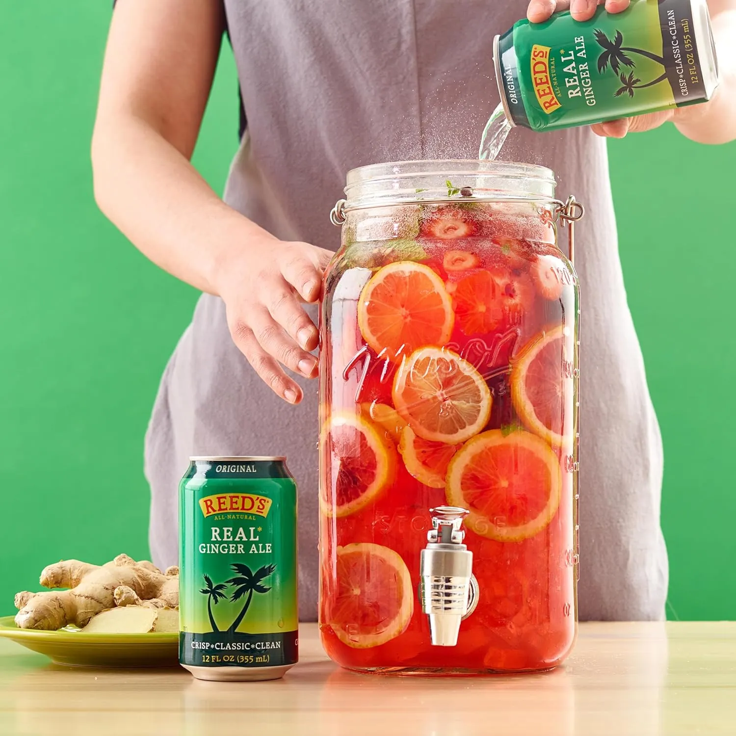 Reed's Real Ginger Ale - Made with Pressed Organic Ginger - Crisp, Classic Taste - 12oz Slim Cans, 24 Pack