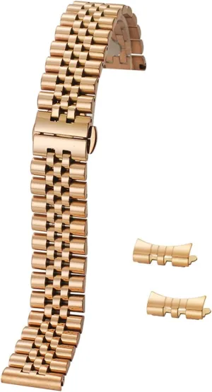RHAIYAN 12mm 14mm 16mm 18mm 20mm 22mm Stainless Steel Curved End Watch Strap Men Women Butterfly Buckle Solid Bracelet Band Accessories Specific (Color : Rose Gold, Size : 16mm)
