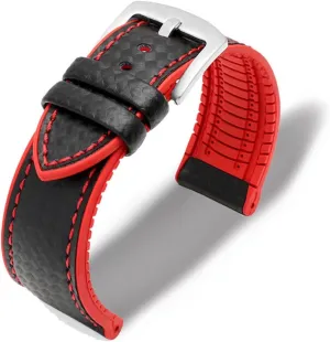 RHAIYAN 18mm 20mm 22mm 24mm Premium-Grade Waterproof Silicone Watch Strap Men Women Rubber Wrist Band Bracelet Accessories Compatible With Omega Specific ( Color : Silver-black red , Size : 18mm )