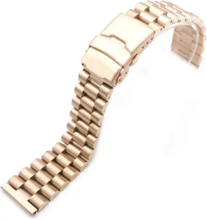 RHAIYAN 20mm 22mm Solid Stainless Steel Watch Band Men Women Metal Folding Buckle Bracelet Accessories Compatible with Seiko Watch Strap Specific (Color : 3a-Rosegold, Size : 22mm)