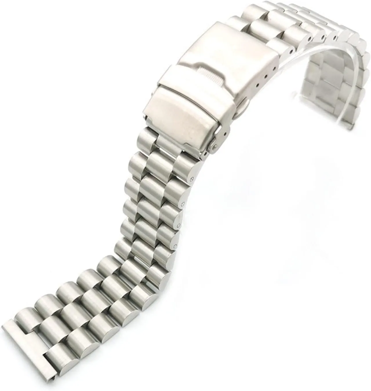 RHAIYAN 20mm 22mm Solid Stainless Steel Watch Band Men Women Metal Folding Buckle Bracelet Accessories Compatible with Seiko Watch Strap Specific (Color : 3a-Silver, Size : 22mm)