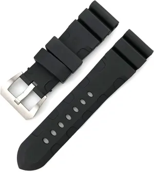 RHAIYAN Natural Rubber Strap Waterproof Silicone Watch Band Watch Accessories 24mm 26mm Best Compatible with Panerai Fat Sea PAM380 351 111 Specific (Color : Black, Size : 26mm Black Buckle)