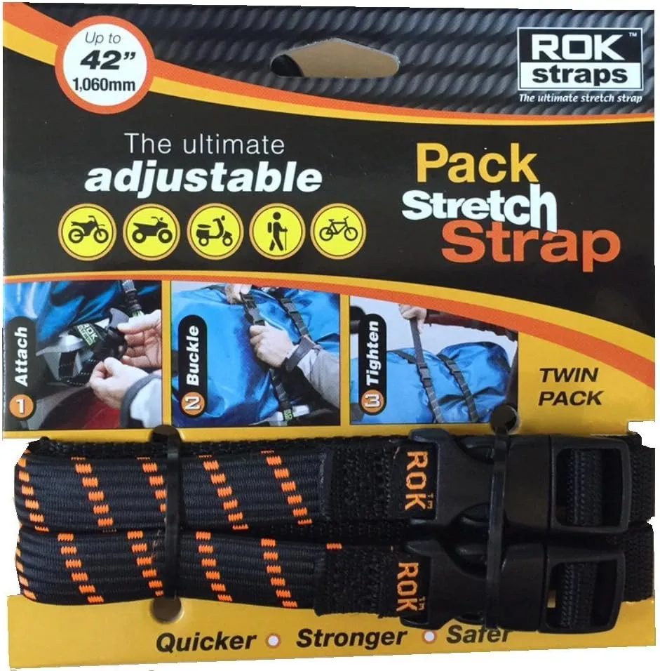 ROK Straps ROK-10306 Black/Orange 12" - 42" Pack Adjustable Stretch Strap