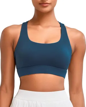 RUNNING GIRL High Impact Sports Bras for Women - Scoop Neck Strappy Sports Bra High Support Moulded Cup Workout Bra