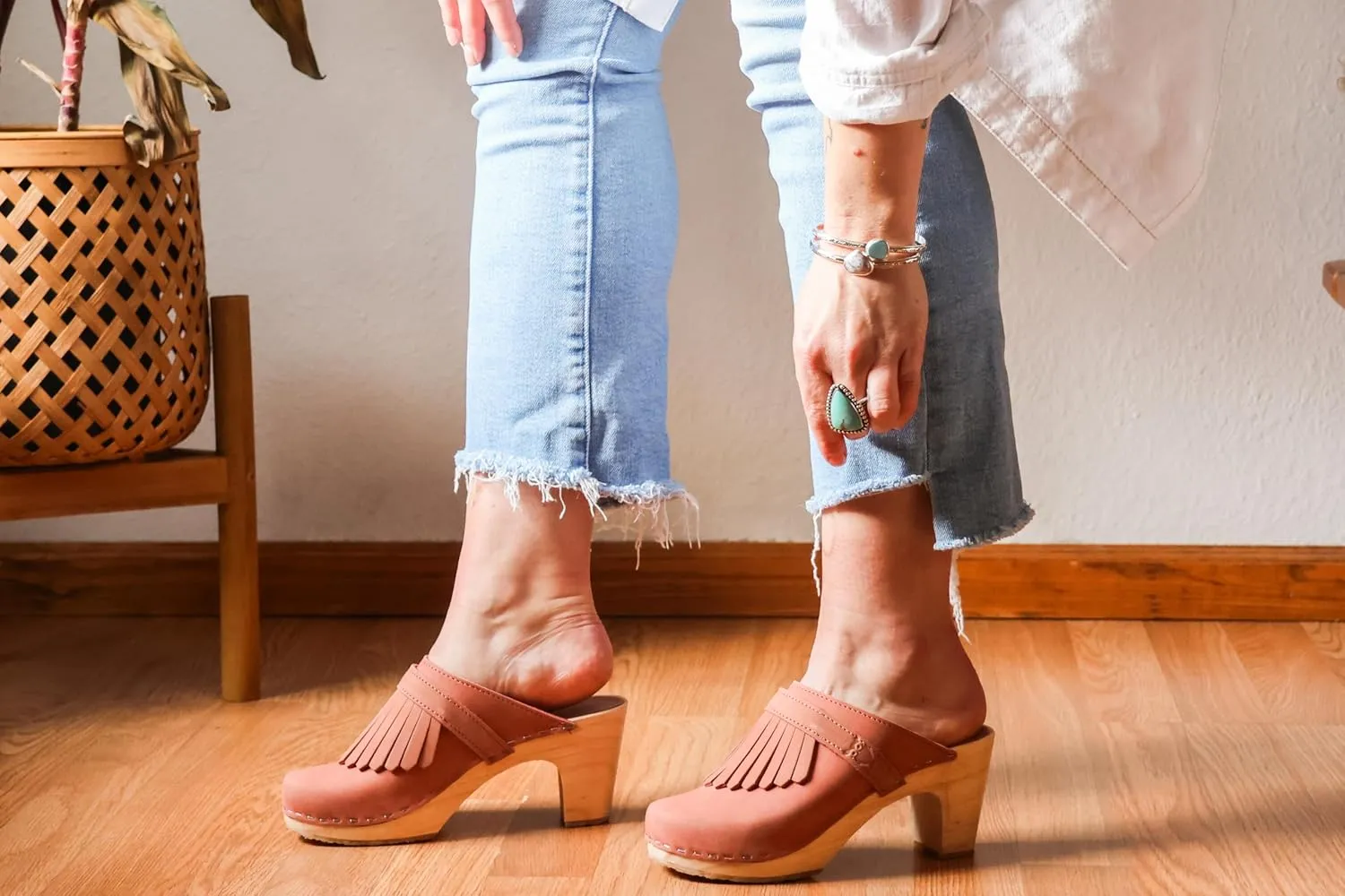 Sandgrens Handmade Swedish Wood Clogs for Women, High Rise Mule | Venice