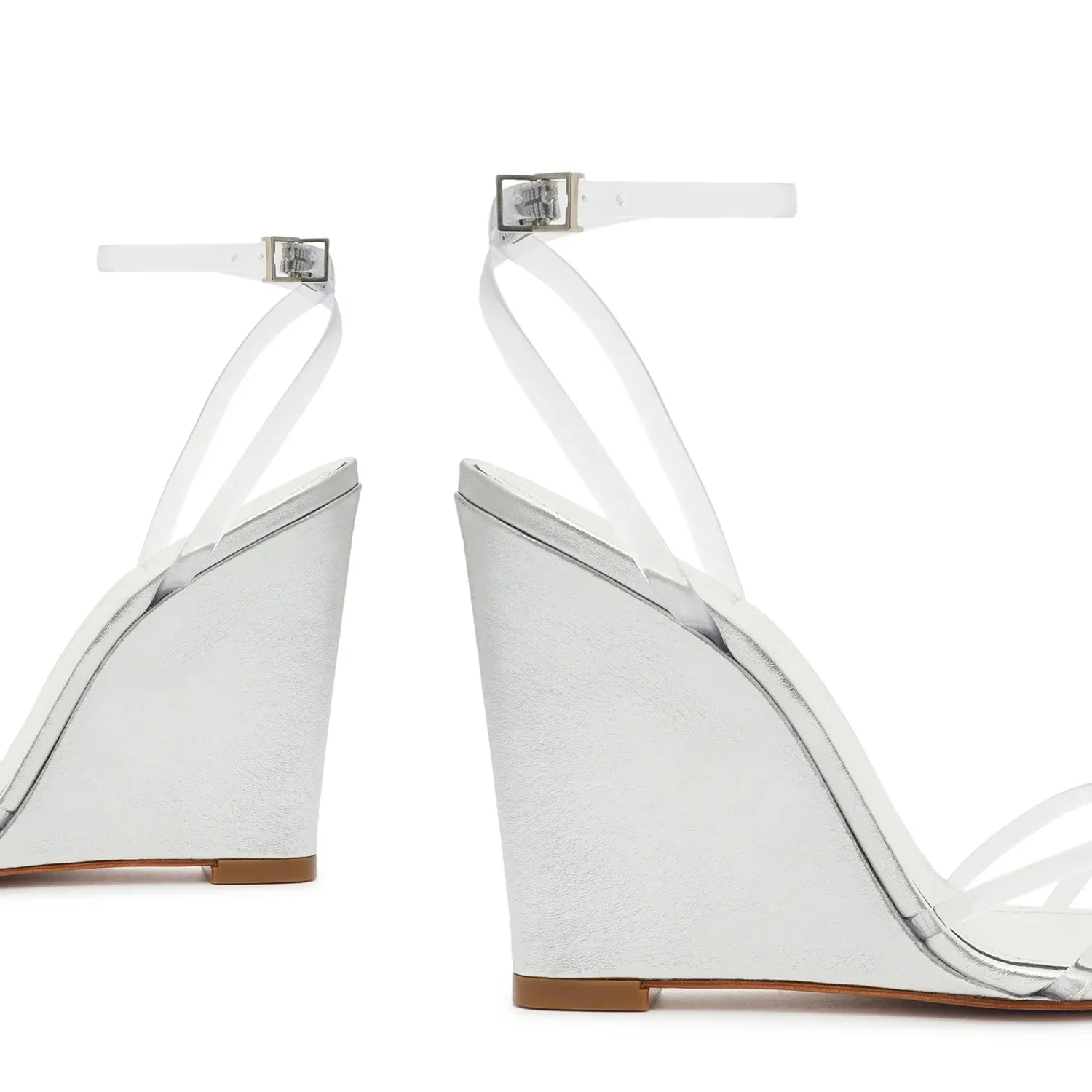 SCHUTZ AMELIA TRANSLUCENT WEDGE HEEL SANDALS