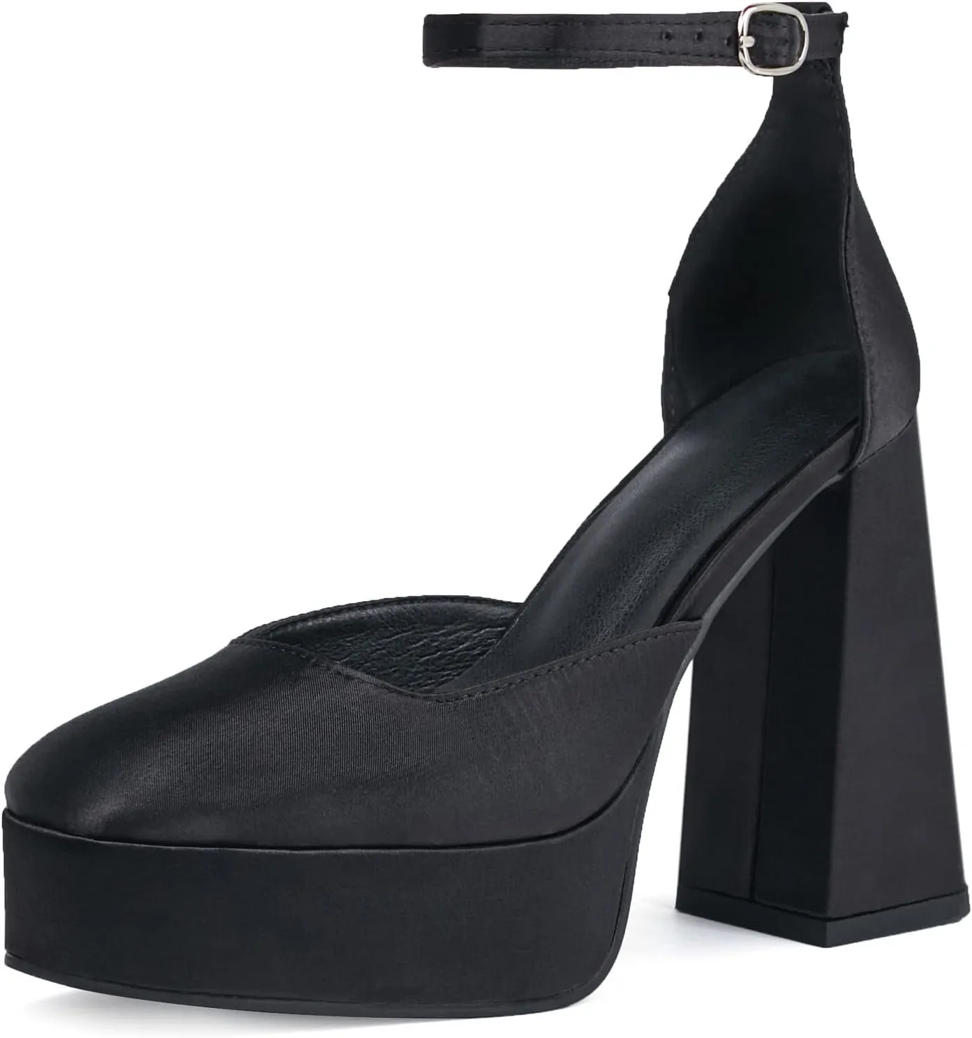 SEIFIN Platform Chunky Heels for Women Ankle Strap Pumps High Heels Sandal Platform Heels Closed Toe Wedding Party Pumps Shoes