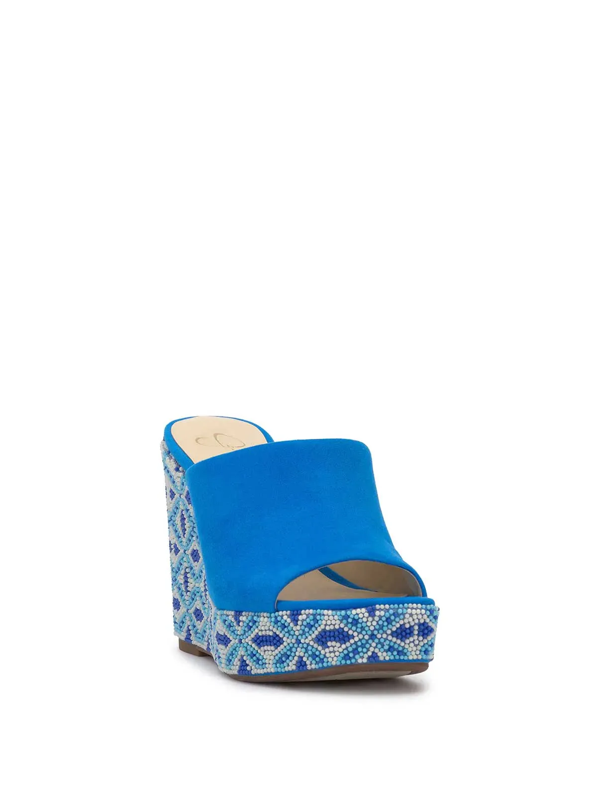 Shantell Platform Wedge Slide in Blue Print