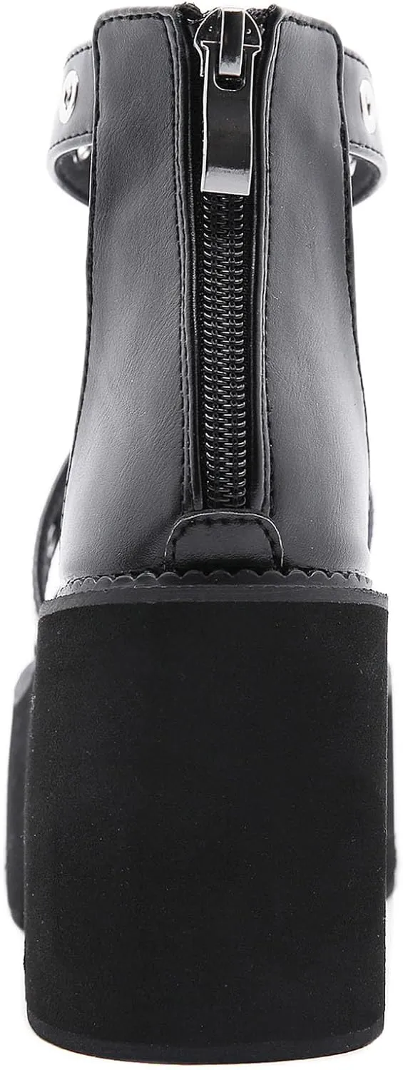 SHEMEE Chunky Platform Gladiator Roman Sandals Women Black Punk Goth Shoes Multi Strap Lightweight Fisherman Wedge Sandal