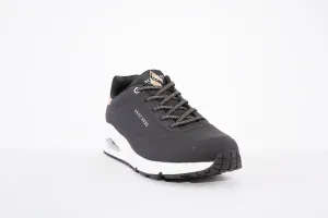 SKECHERS - 155196 UNO-SHIMMER AWAY- LACED TRAINER - BLACK/ROSEGOLD