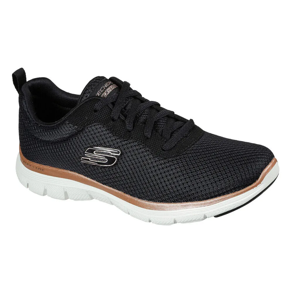 Skechers Flex Appeal 4.0 Brilliant View Black/Rose Gold Trainer Shoes 149303BKRG