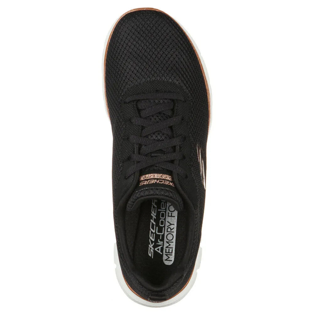 Skechers Flex Appeal 4.0 Brilliant View Black/Rose Gold Trainer Shoes 149303BKRG