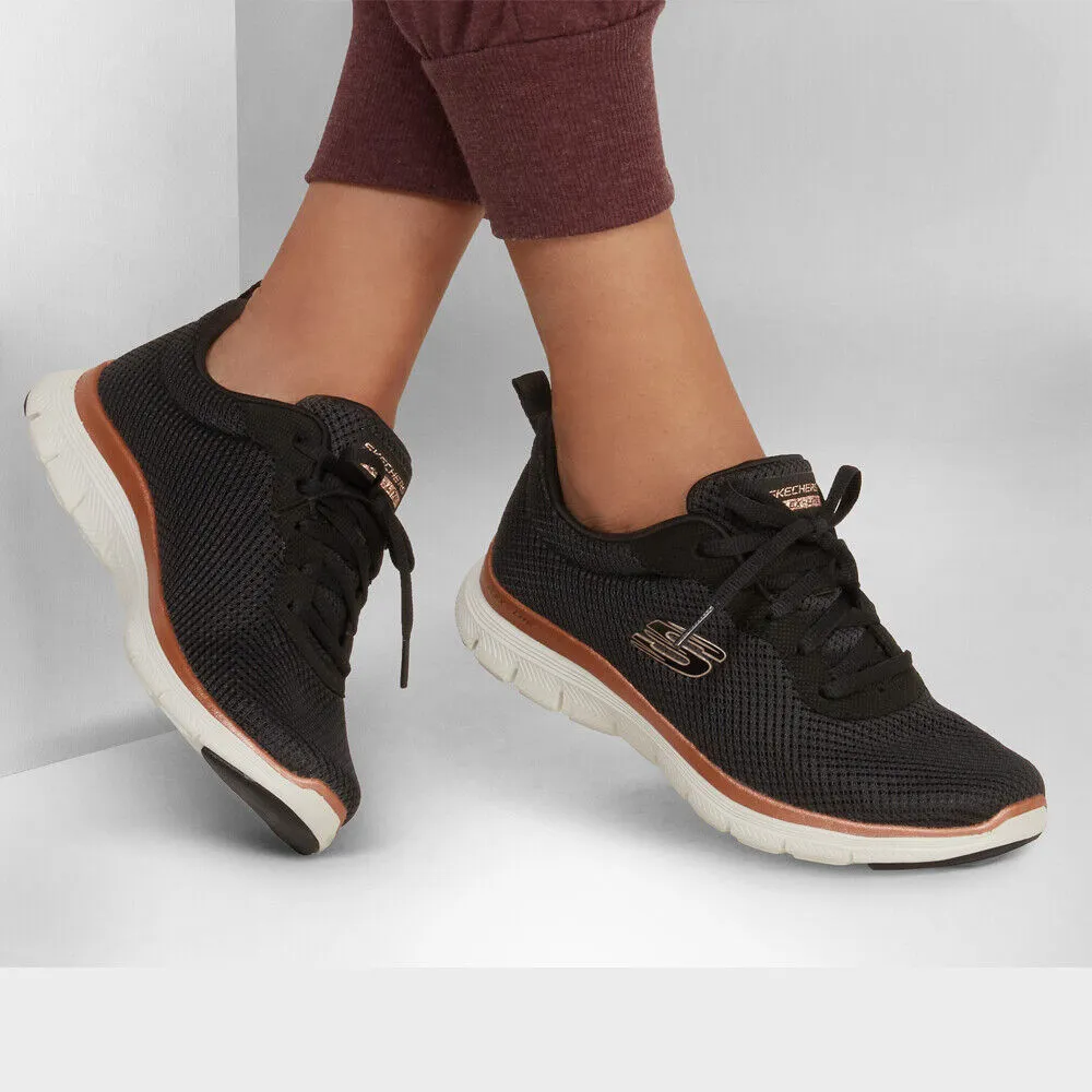 Skechers Flex Appeal 4.0 Brilliant View Black/Rose Gold Trainer Shoes 149303BKRG