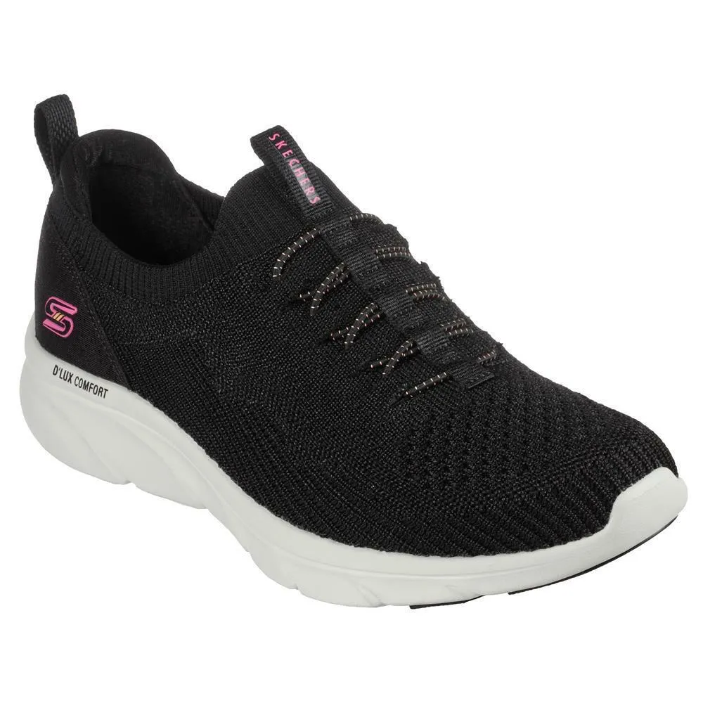 Skechers Ladies D’Lux Comfort Bonus Prize Black/White Trainer Shoes 104335/BKW