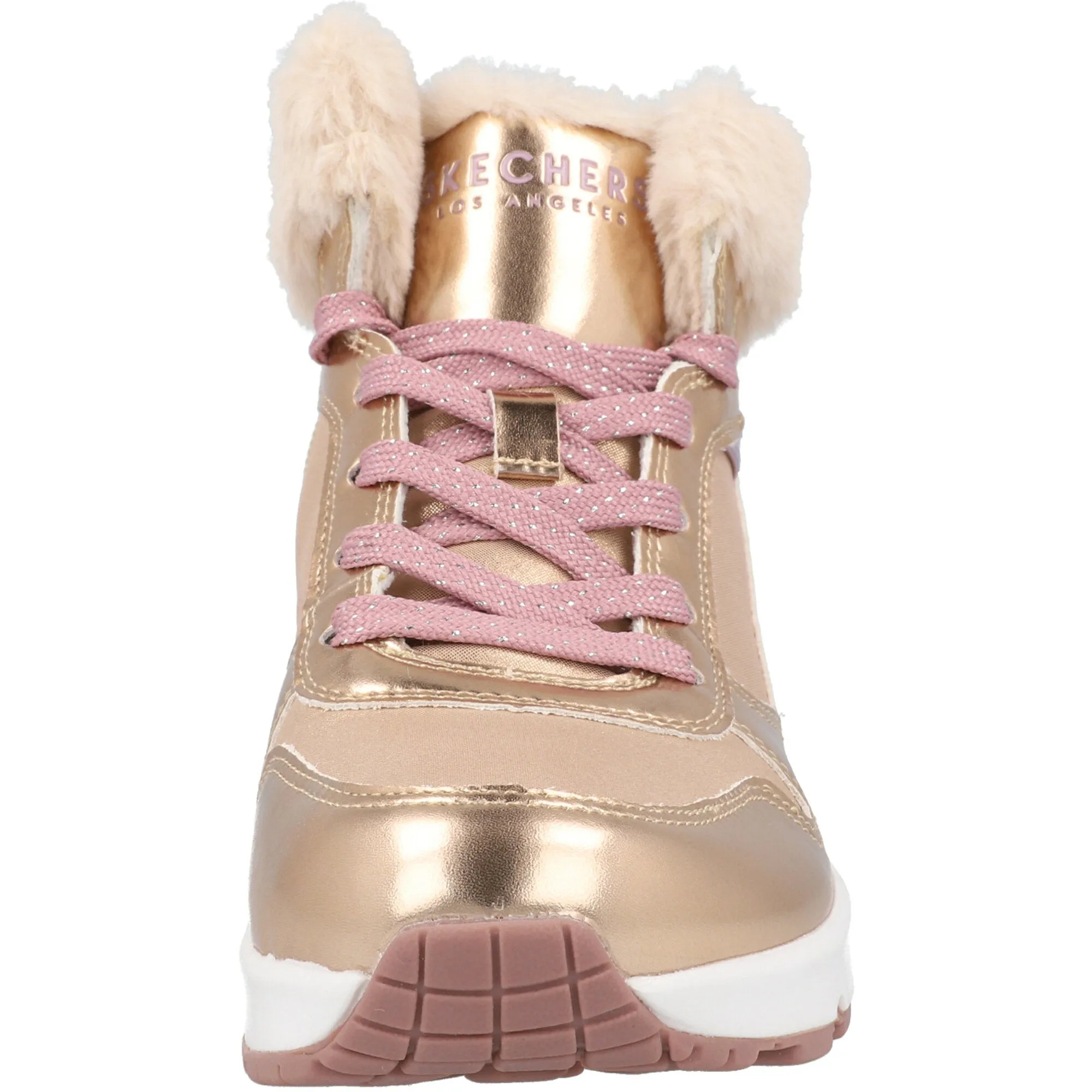 Skechers Uno Rose Gold High-Top Trainer Boots