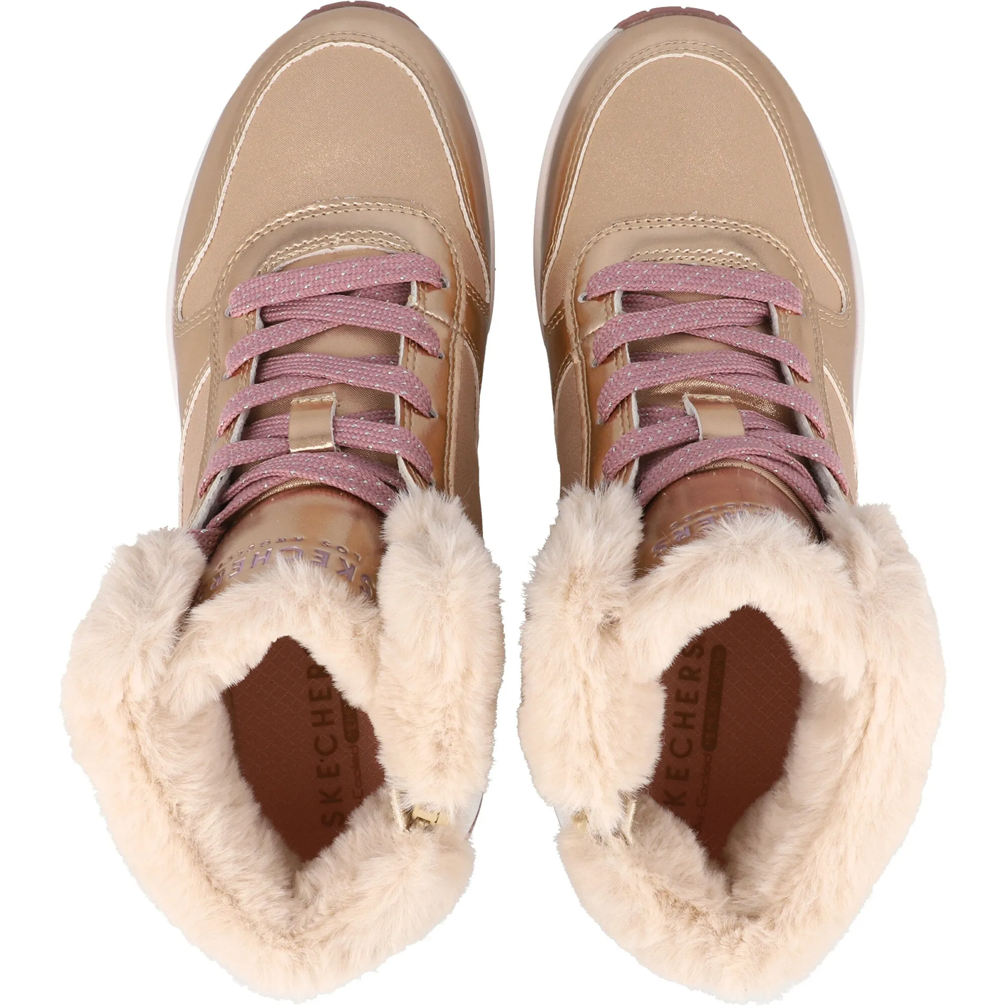 Skechers Uno Rose Gold High-Top Trainer Boots