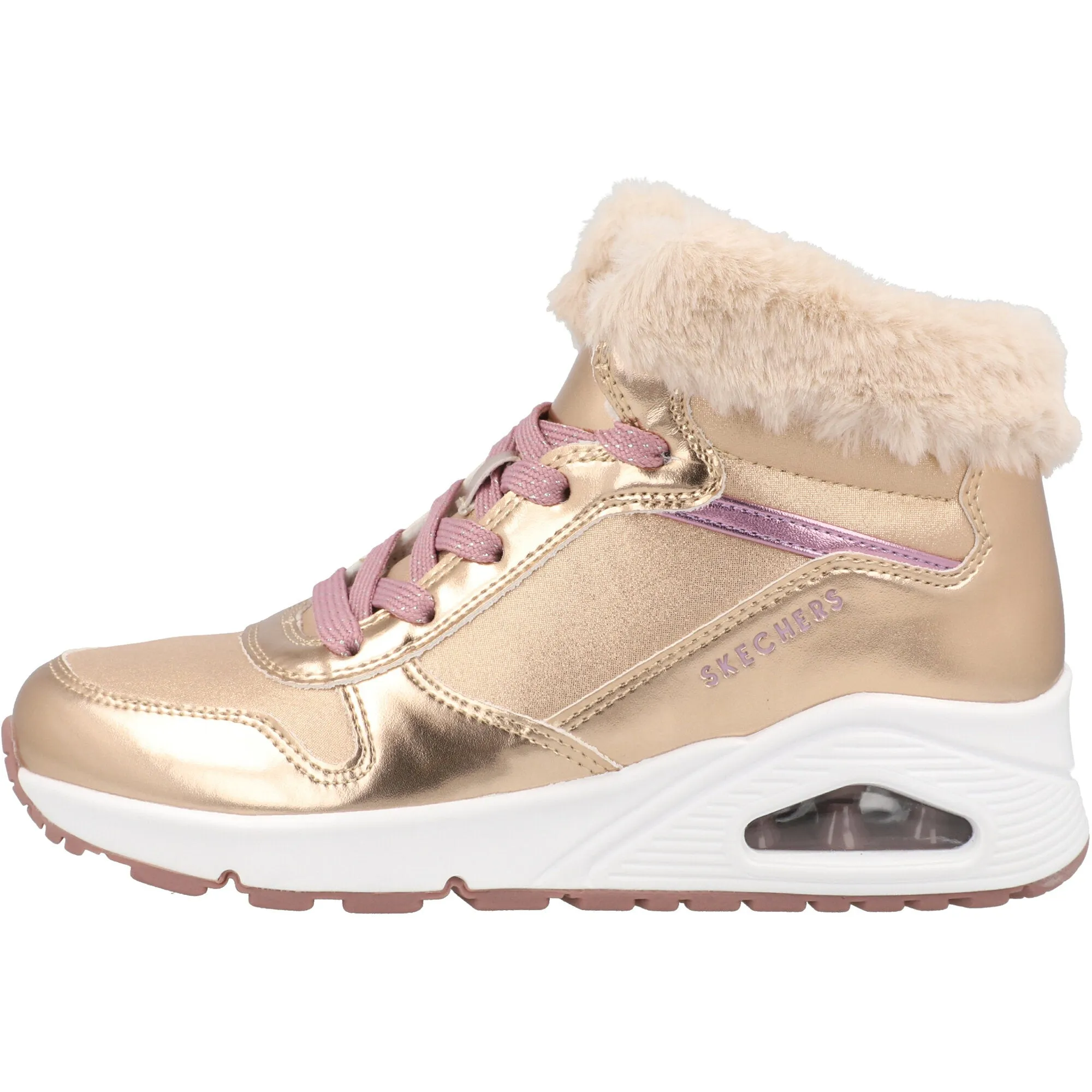 Skechers Uno Rose Gold High-Top Trainer Boots