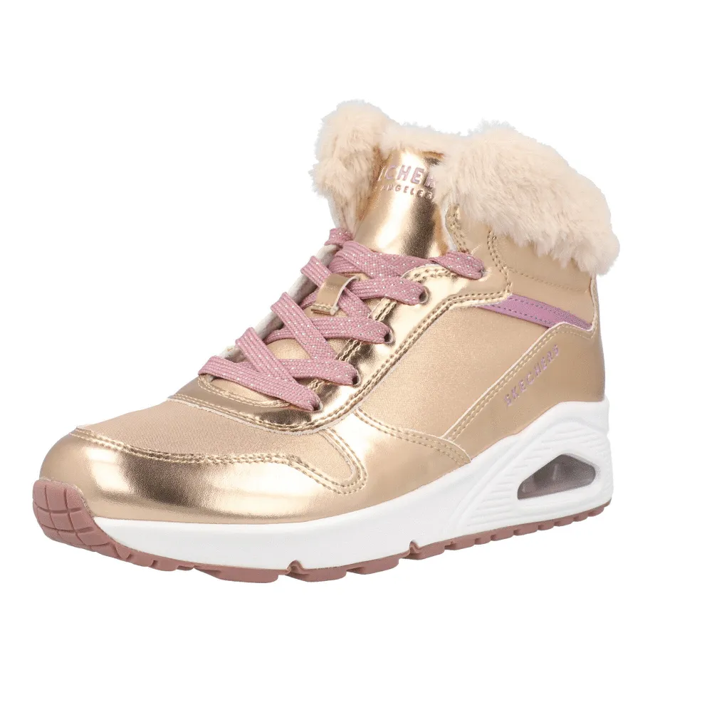Skechers Uno Rose Gold High-Top Trainer Boots