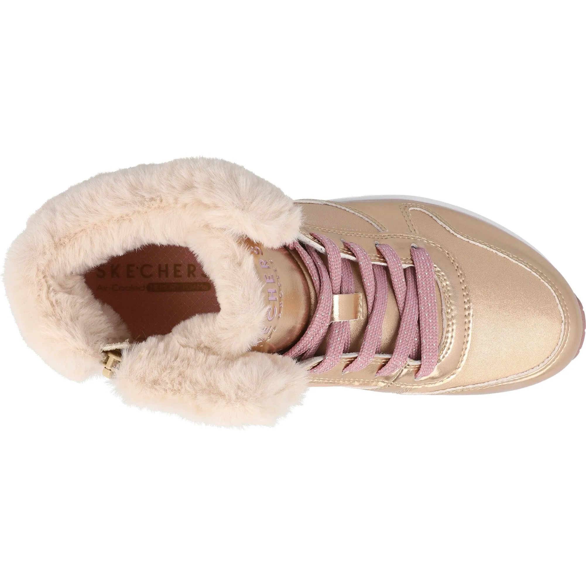 Skechers Uno Rose Gold High-Top Trainer Boots