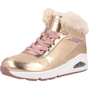 Skechers Uno Rose Gold High-Top Trainer Boots