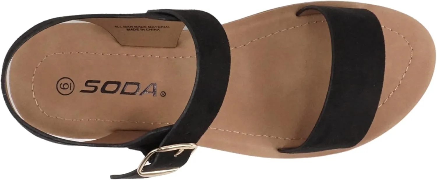Soda PLENTY ~ Women's Strappy Ankle Wrap Buckle Fashion Flat Sandals