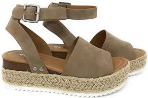 Soda Women's Ankle Wrap Espadrille Flat (8 M US, Natural Jd)