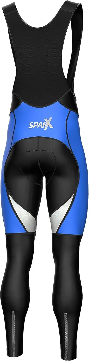 Sparx Men Winter Cycling Thermal Roubaix Bib Tights Padded Bib Pants High Viz Bike Leggings
