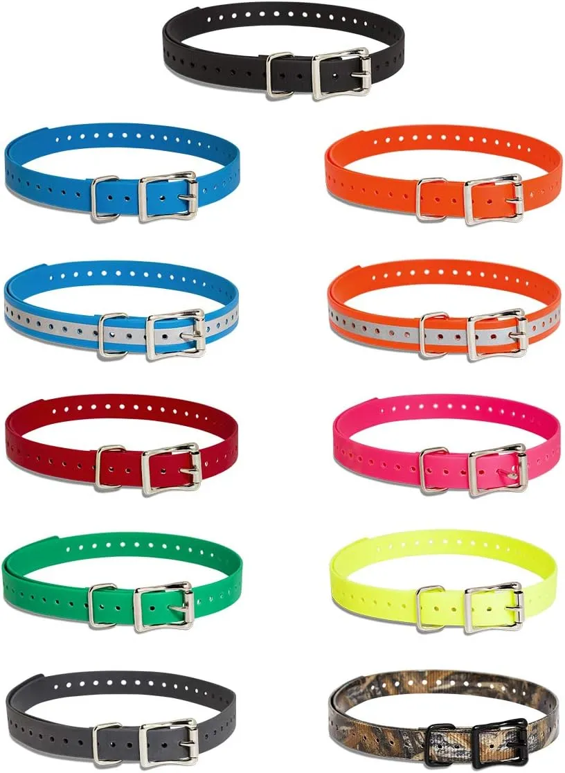 SportDOG Brand 3/4 Inch Collar Straps - Waterproof and Rustproof - Tighlty Spaced Holes for Proper Fit - Reflective Orange