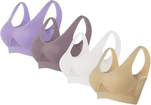Sports Bras for Women 4 Pack Breathable Air Yoga Bras for Women Seamless Bra for Women Comfortable Gym Workout Bra