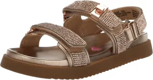 Steve Madden Girls Shoes Girls Mona Flat Sandal, Rose Gold Rhinestone, 1 Little Kid