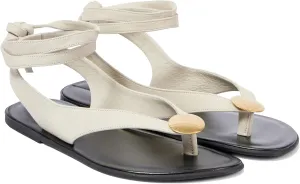 Strap Flip Flop Flat Sandals for Women with Metal Circular Ankle Strappy Ladies Fashion Cute Summer Thong Sandals Dressy.
