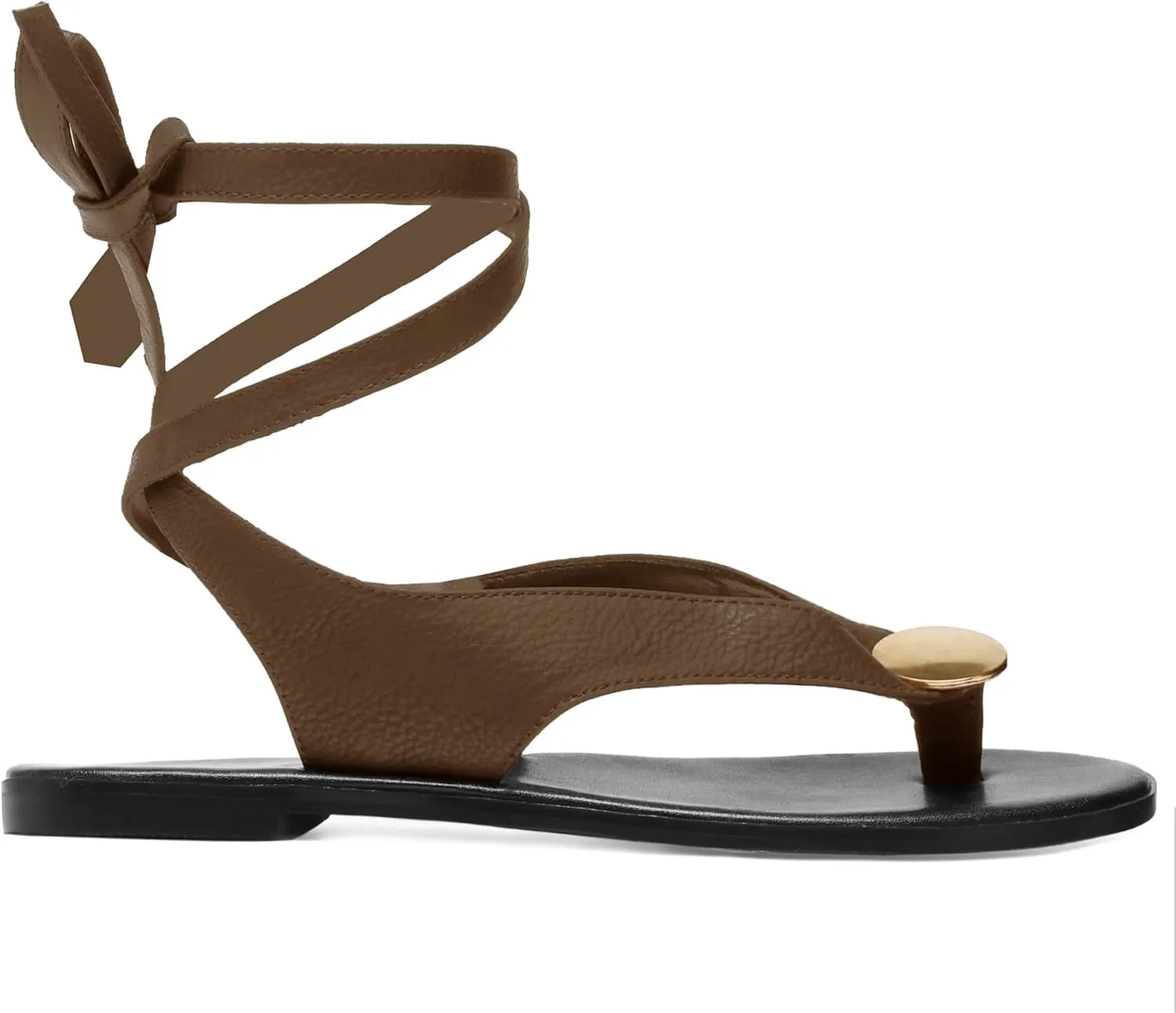 Strap Flip Flop Flat Sandals for Women with Metal Circular Ankle Strappy Ladies Fashion Cute Summer Thong Sandals Dressy.