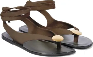 Strap Flip Flop Flat Sandals for Women with Metal Circular Ankle Strappy Ladies Fashion Cute Summer Thong Sandals Dressy.