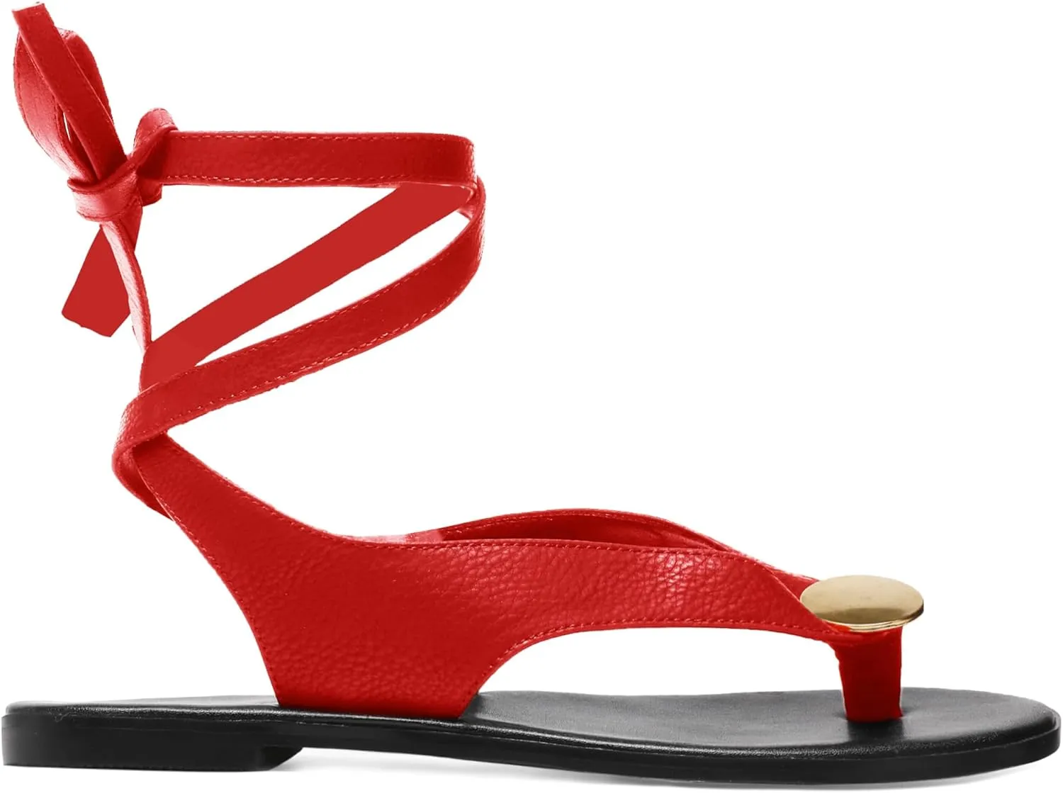Strap Flip Flop Flat Sandals for Women with Metal Circular Ankle Strappy Ladies Fashion Cute Summer Thong Sandals Dressy.
