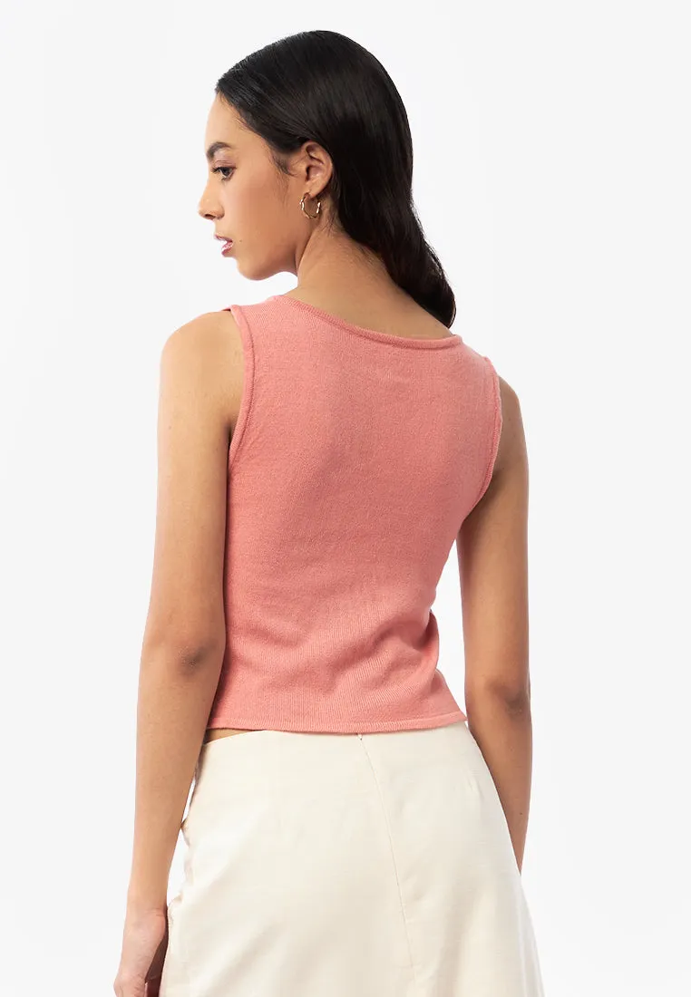 Strappy Knit Tank Top Pink