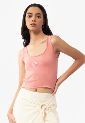 Strappy Knit Tank Top Pink