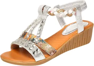 Summer Beach Sandals for Women 2025,Crystal Rhinestone Pearl Flat Sandals for Women Dressy Bling Sparkly Thong Sandals Comfortable T Strap Slip-On Shoes Casual Walking Sandals Strappy Sandals ﻿