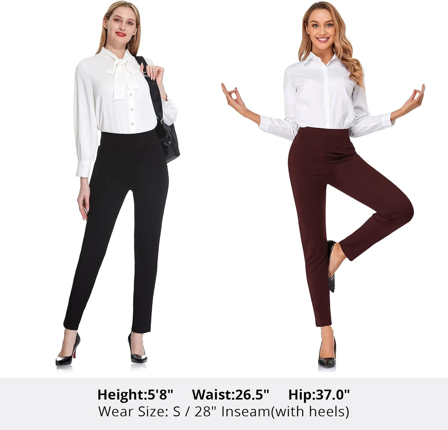 Tapata Women's 26''/28''/30'' Skinny Dress Pants High Waist Slacks for Office Work Business Casual Tall Petite Stretch Pants