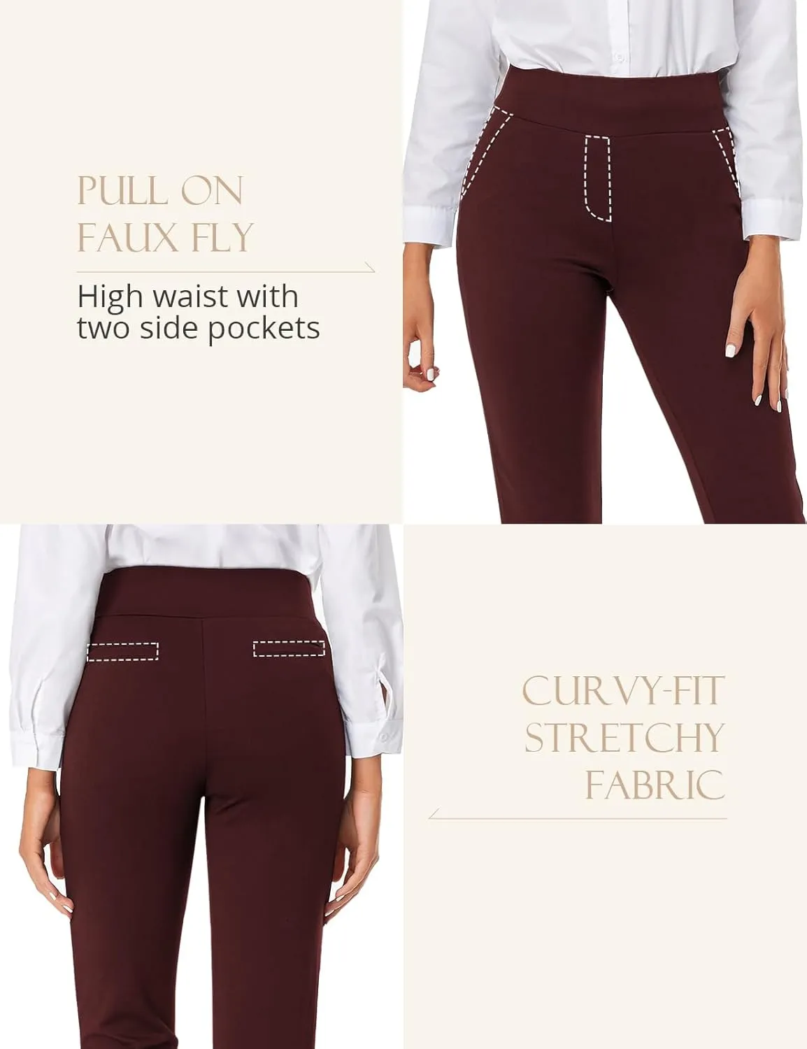 Tapata Women's 26''/28''/30'' Skinny Dress Pants High Waist Slacks for Office Work Business Casual Tall Petite Stretch Pants
