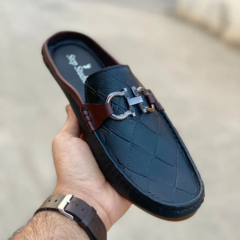 The New Textured Backless Loafer SS-2340 Black