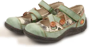 TMA EYES Button Criss Cross Strap Leather Women Flat Shoes
