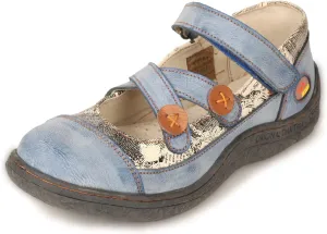TMA EYES Button Criss Cross Strap Leather Women Flat Shoes