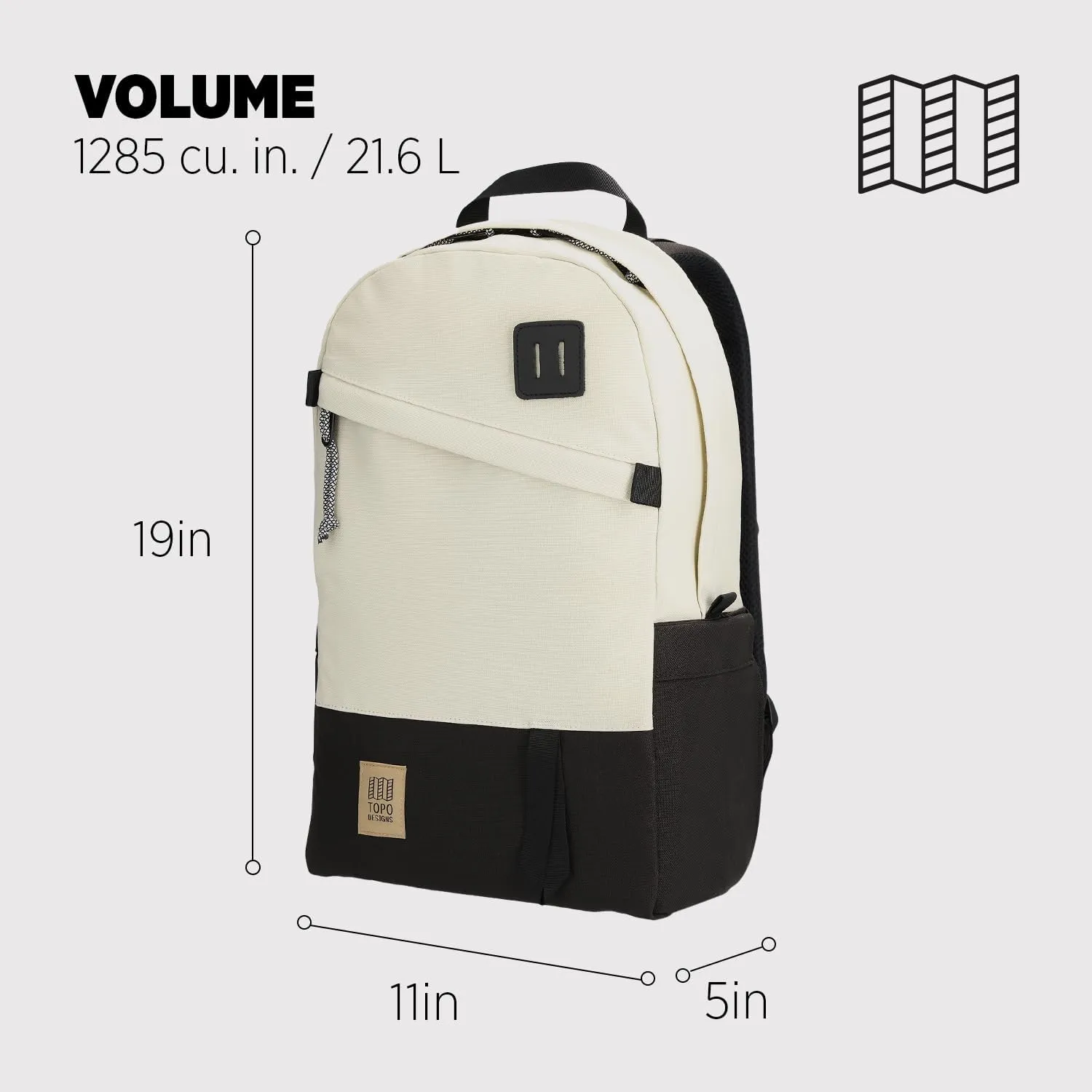 Topo Designs Daypack Classic, Bone White/Black, 21 Liters