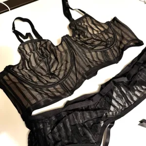Torrid Striped Mesh Underwire Longline Bra 3X &amp; Garter Belt 3/4X